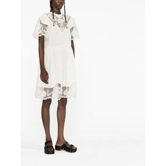 ULLA JOHNSON  Lace-Embellished Short-Sleeve Dress - Picture 2 of 12